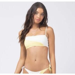 L*Space Ari Bikini Top in Yellow White Size Medium NWT
